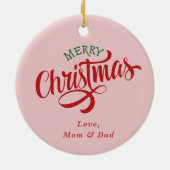 Schattige Teddybeer Santa Hat Kinder Keramisch Ornament (Achterkant)