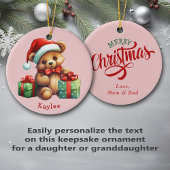 Schattige Teddybeer Santa Hat Kinder Keramisch Ornament