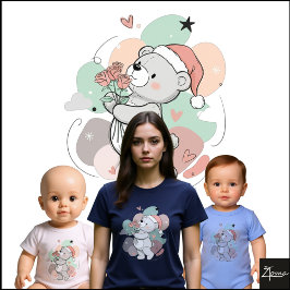 Schattige teddybeer Santa-roos pastel T-shirt
