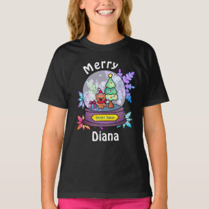 Schattige Teddybeer Sneeuw Wereldbol met Pastel Sn T-shirt