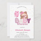 Schattige teddybeer sterren ballonnen Baby shower Kaart (Voorkant)