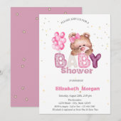 Schattige teddybeer sterren ballonnen Baby shower Kaart (Voorkant / Achterkant)