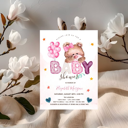 Schattige teddybeer sterren harten Baby shower Kaart