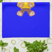 Schattige Teddybeer stripfiguur op blauw Theedoek (Gevouwen)