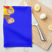 Schattige Teddybeer stripfiguur op blauw Theedoek (Quarter Fold)