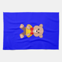 Schattige Teddybeer stripfiguur op blauw