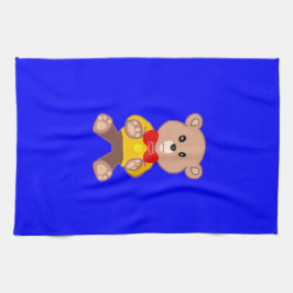 Schattige Teddybeer stripfiguur op blauw Theedoek