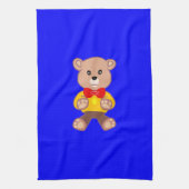 Schattige Teddybeer stripfiguur op blauw Theedoek (Verticaal)