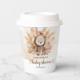 Schattige teddybeer tropisch gedroogd palmpampasgr papieren bekers