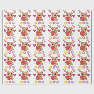Schattige teddybeer valentijn cadeaupapier