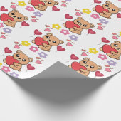 Schattige teddybeer valentijn cadeaupapier (Hoek)