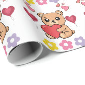 Schattige teddybeer valentijn cadeaupapier (Rol Hoek)