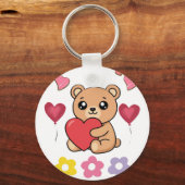 Schattige teddybeer valentijn sleutelhanger (Voorkant)