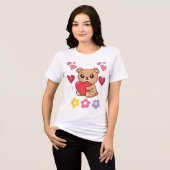 Schattige teddybeer valentijn Tri-Blend shirt (Voorkant volledig)