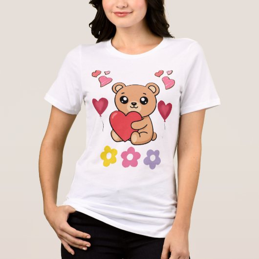Schattige teddybeer valentijn Tri-Blend shirt (Voorkant)