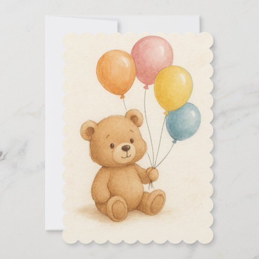 Schattige teddybeer verjaardagsuitnodiging kaart (Achterkant)