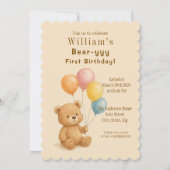 Schattige teddybeer verjaardagsuitnodiging kaart (Voorkant)