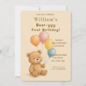 Schattige teddybeer verjaardagsuitnodiging kaart (Voorkant)