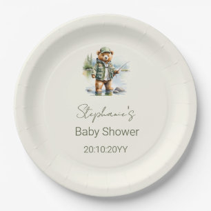 Schattige Teddybeer Visser Haspel Enthousiast Baby Papieren Bordje