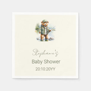 Schattige Teddybeer Visser Haspel Enthousiast Baby Servet