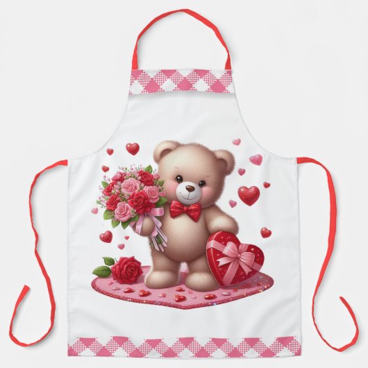Schattige teddybeer voor Valentijnsdag Schort (Voorkant)