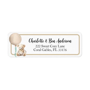 Schattige teddybeer Waterverf Baby shower labels