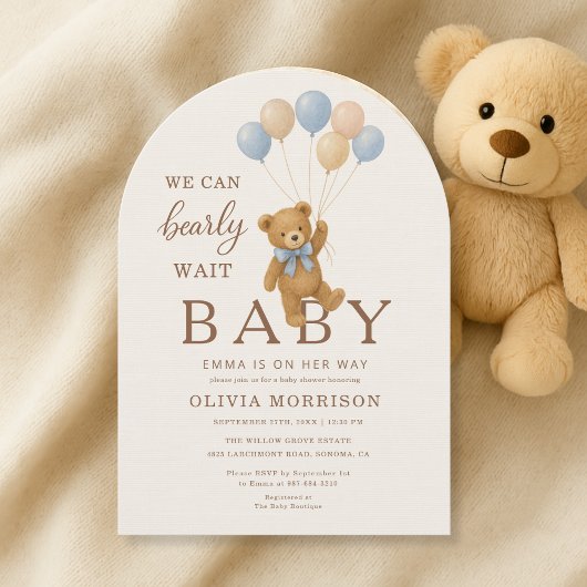 Schattige Teddybeer We Can Bearly Wait Kaart