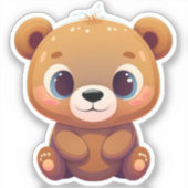Schattige teddybeer welp dierlijke Cartoon Graphic Sticker (Voorkant)