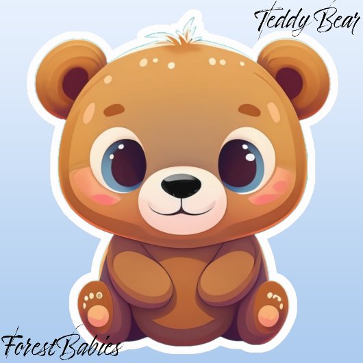 Schattige teddybeer welp dierlijke Cartoon Graphic Sticker