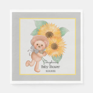 Schattige Teddybeer Zonnebloem Baby shower Servet