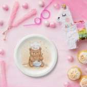 Schattige teddybeerchef papieren bordje (Feest)
