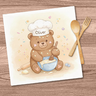 Schattige teddybeerchef servet