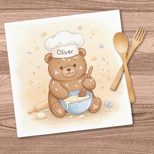 Schattige teddybeerchef servet