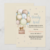 Schattige teddybeerjongen baby shower kaart (Voorkant / Achterkant)
