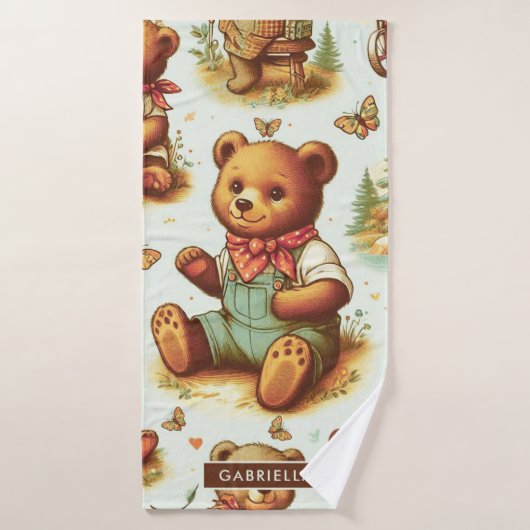  Schattige teddybeerpatroon Badhanddoek (Badhanddoek)