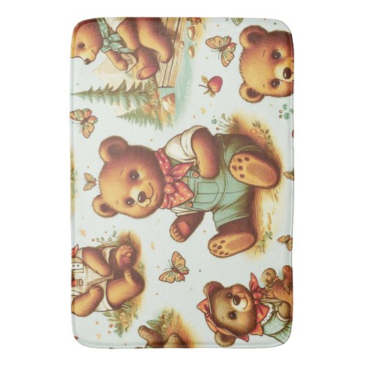 Schattige teddybeerpatroon Badmat (Voorkant Verticaal)
