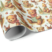  Schattige teddybeerpatroon Cadeaupapier (Rol Hoek)