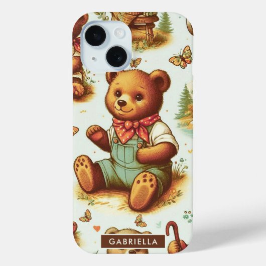  Schattige teddybeerpatroon Case-Mate iPhone Case (Achterkant)