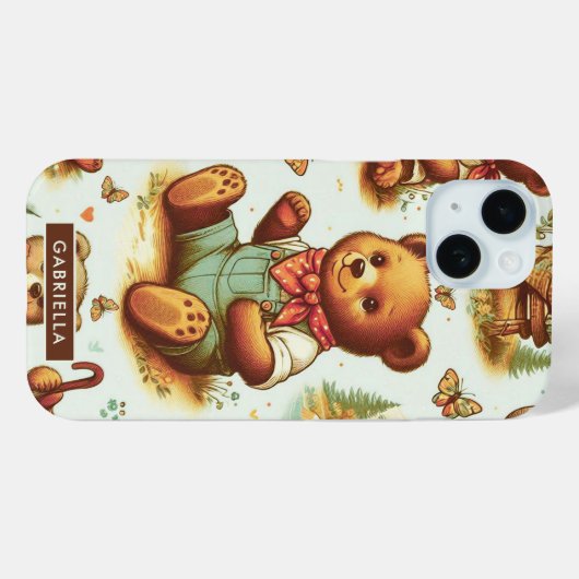 Schattige teddybeerpatroon Case-Mate iPhone Case (Achterkant (horizontaal))