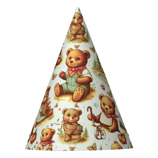Schattige teddybeerpatroon Feesthoedjes (Voorkant)