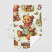  Schattige teddybeerpatroon Golfhanddoek (Insitu)