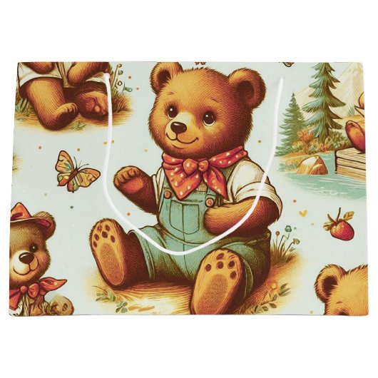  Schattige teddybeerpatroon Groot Cadeauzakje (Voorkant)