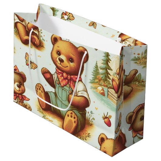  Schattige teddybeerpatroon Groot Cadeauzakje (Voorkant Gekanteld)