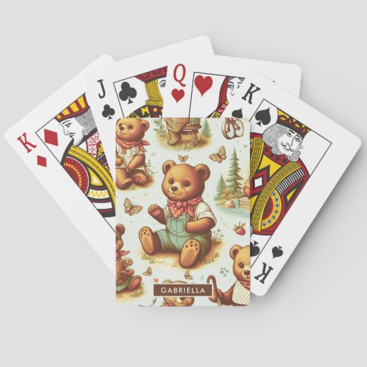  Schattige teddybeerpatroon Pokerkaarten (Achterkant)