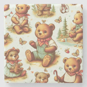 Schattige teddybeerpatroon Stenen Onderzetter