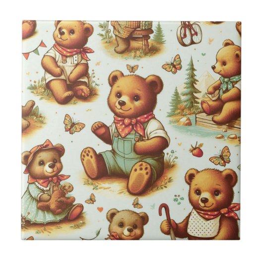 Schattige teddybeerpatroon Tegeltje (Voorkant)