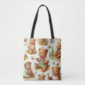 Schattige teddybeerpatroon Tote Bag (Voorkant)
