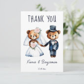 Schattige teddyberen bruidspaar trouw bedankt (Staand voorkant)