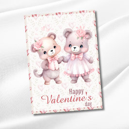 Schattige teddyberen gelukkige Valentijnsdag Feestdagenkaart