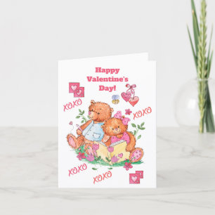 Schattige teddyberen harten knuffels kussen kaart